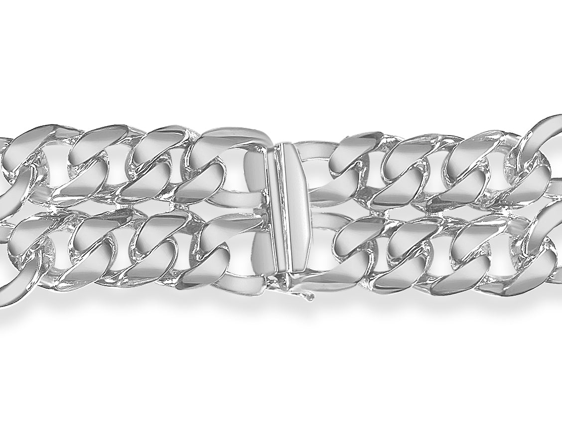 ID Figaro Solid White/Yellow/Rose Gold Handmade Bracelet, 23mm, 6.5-10 Inch