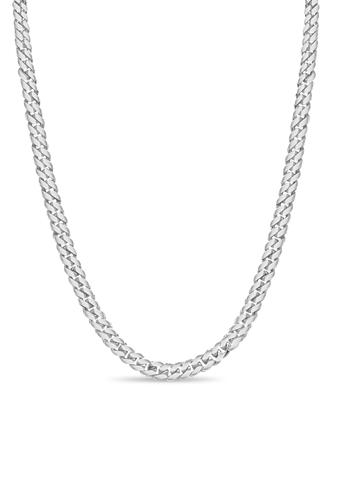 Miami Cuban Solid White/Yellow/Rose Gold Handmade Necklace, 8mm, 16-30 Inch, from 53.8 g