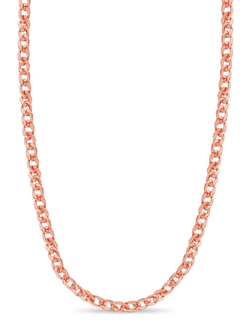 Curb Solid White/Yellow/Rose Gold Handmade Necklace, 13mm, 16-30 Inch