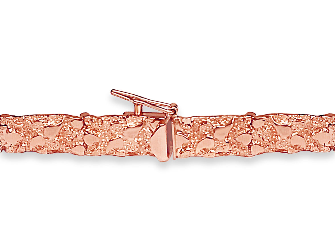 Nugget Solid White/Yellow/Rose Gold Handmade Bracelet, 7mm, 6.5-10 Inch, from 17.3 g, style 1338