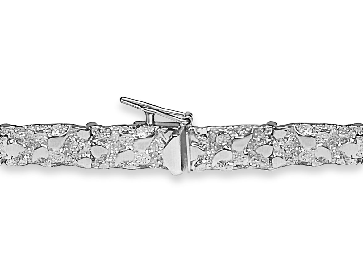 Nugget Solid White/Yellow/Rose Gold Handmade Bracelet, 7mm, 6.5-10 Inch, from 17.3 g, style 1338