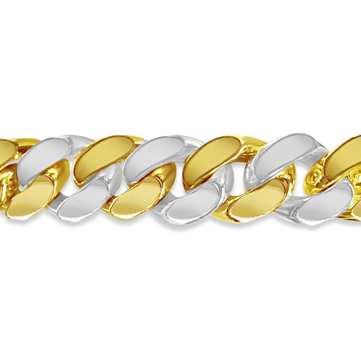 Curb Solid White/Yellow/Rose Gold Handmade Necklace, 15mm, 16-30 Inch