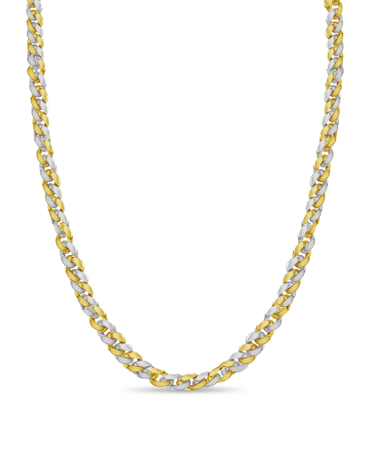 Curb Solid White/Yellow/Rose Gold Handmade Necklace, 15mm, 16-30 Inch