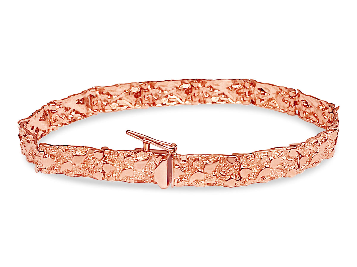 Nugget Solid White/Yellow/Rose Gold Handmade Bracelet, 7mm, 6.5-10 Inch, from 17.3 g, style 1338