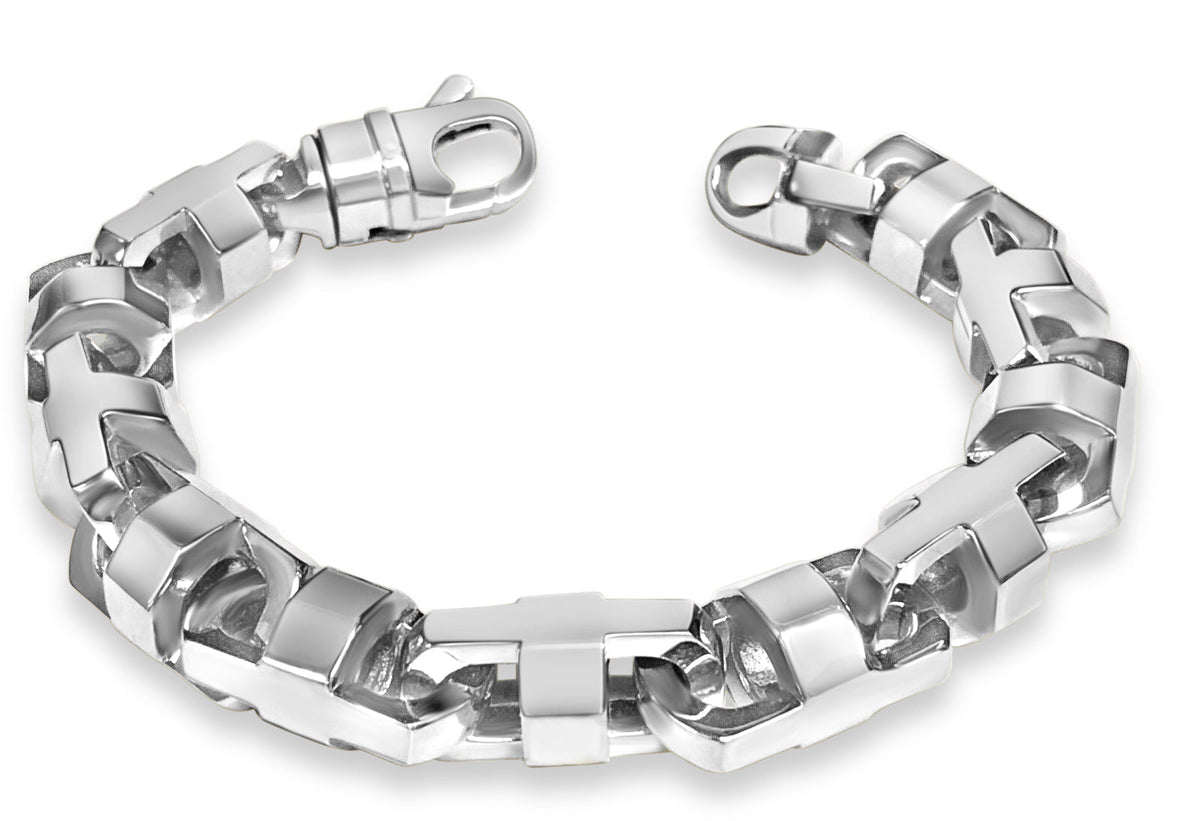 Anchor Mariner Solid White/Yellow/Rose Gold Handmade Bracelet, 15mm, 6.5-10 Inch