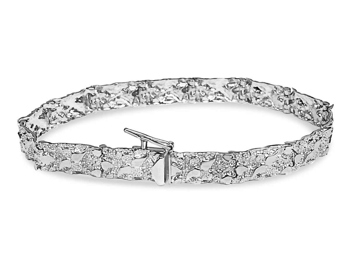 Nugget Solid White/Yellow/Rose Gold Handmade Bracelet, 7mm, 6.5-10 Inch, from 17.3 g, style 1338