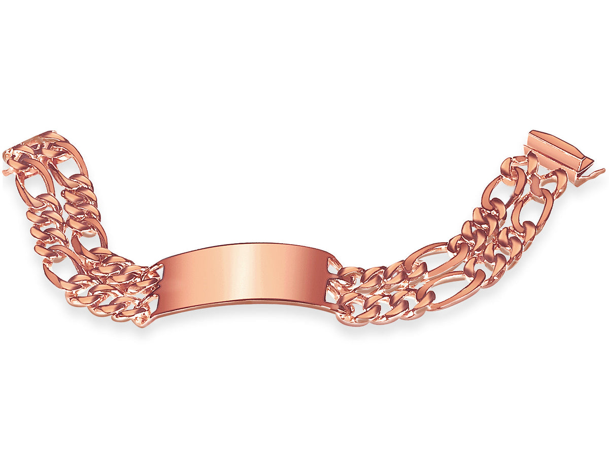 ID Figaro Solid White/Yellow/Rose Gold Handmade Bracelet, 23mm, 6.5-10 Inch