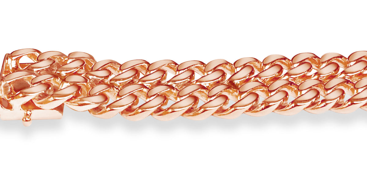 ID Curb Solid White/Yellow/Rose Gold Handmade Bracelet, 16mm, 6.5-10 Inch