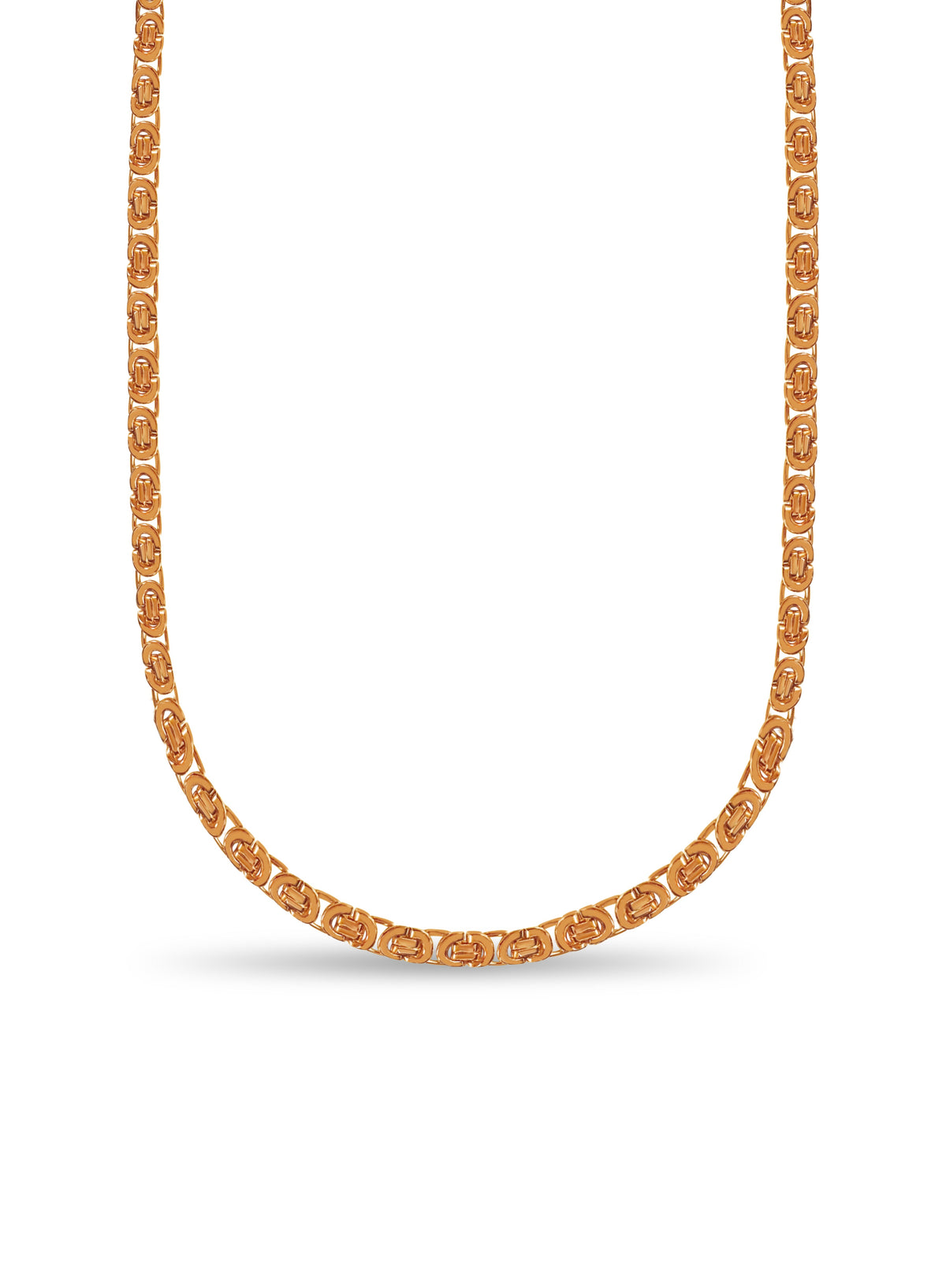 Flat Byzantine Solid White/Yellow/Rose Gold Handmade Necklace, 11mm, 16-30 Inch
