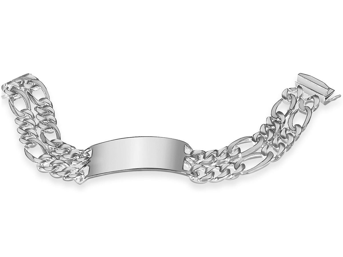 ID Figaro Solid White/Yellow/Rose Gold Handmade Bracelet, 23mm, 6.5-10 Inch