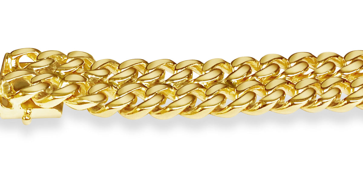 ID Curb Solid White/Yellow/Rose Gold Handmade Bracelet, 16mm, 6.5-10 Inch