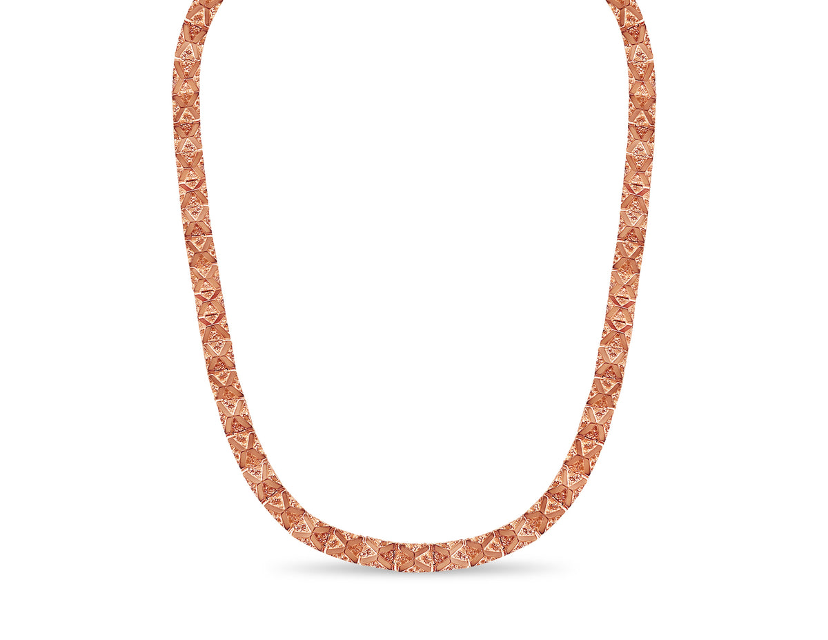 Nugget Solid White/Yellow/Rose Gold Handmade Necklace, 11mm, 16-30 Inch