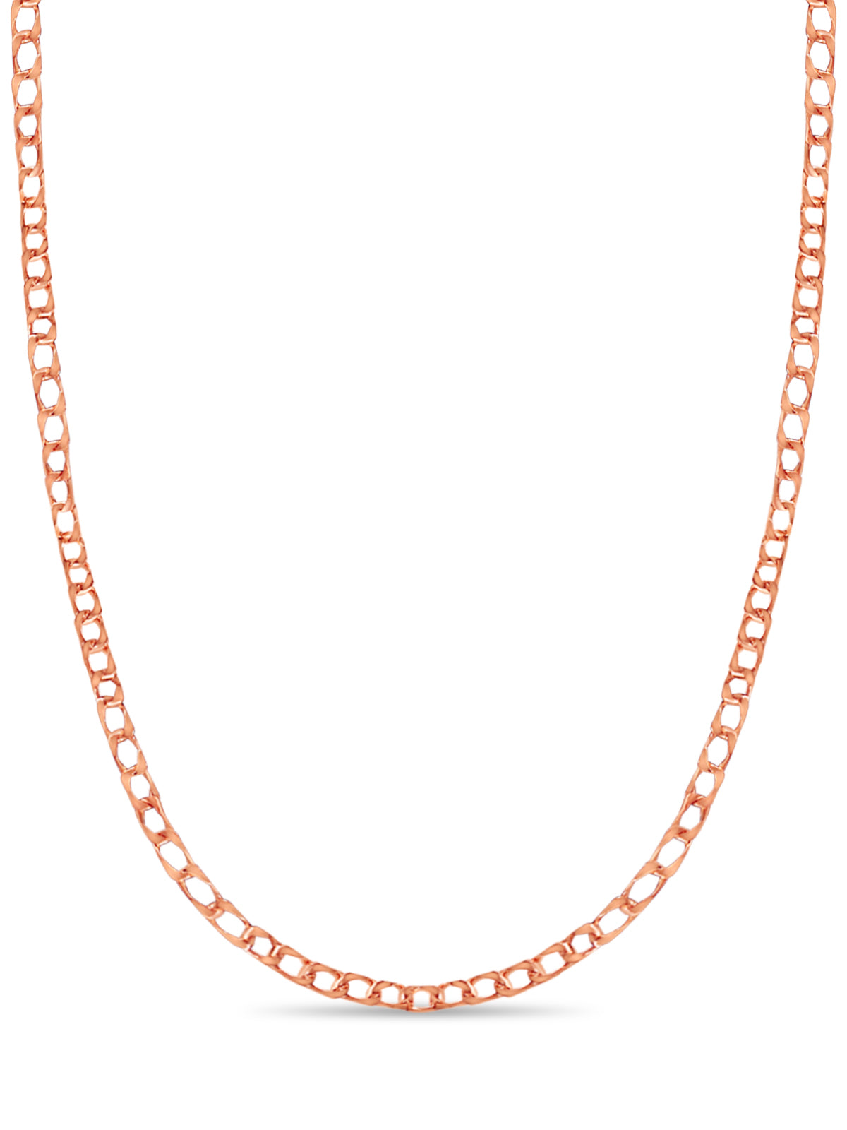 Curb Solid White/Yellow/Rose Gold Handmade Necklace, 10mm, 16-30 Inch