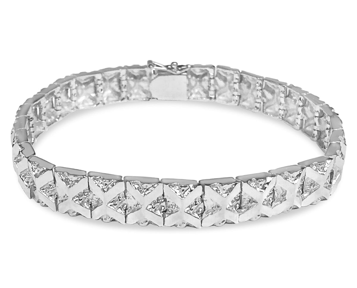 Nugget Solid White/Yellow/Rose Gold Handmade Bracelet, 9mm, 6.5-10 Inch