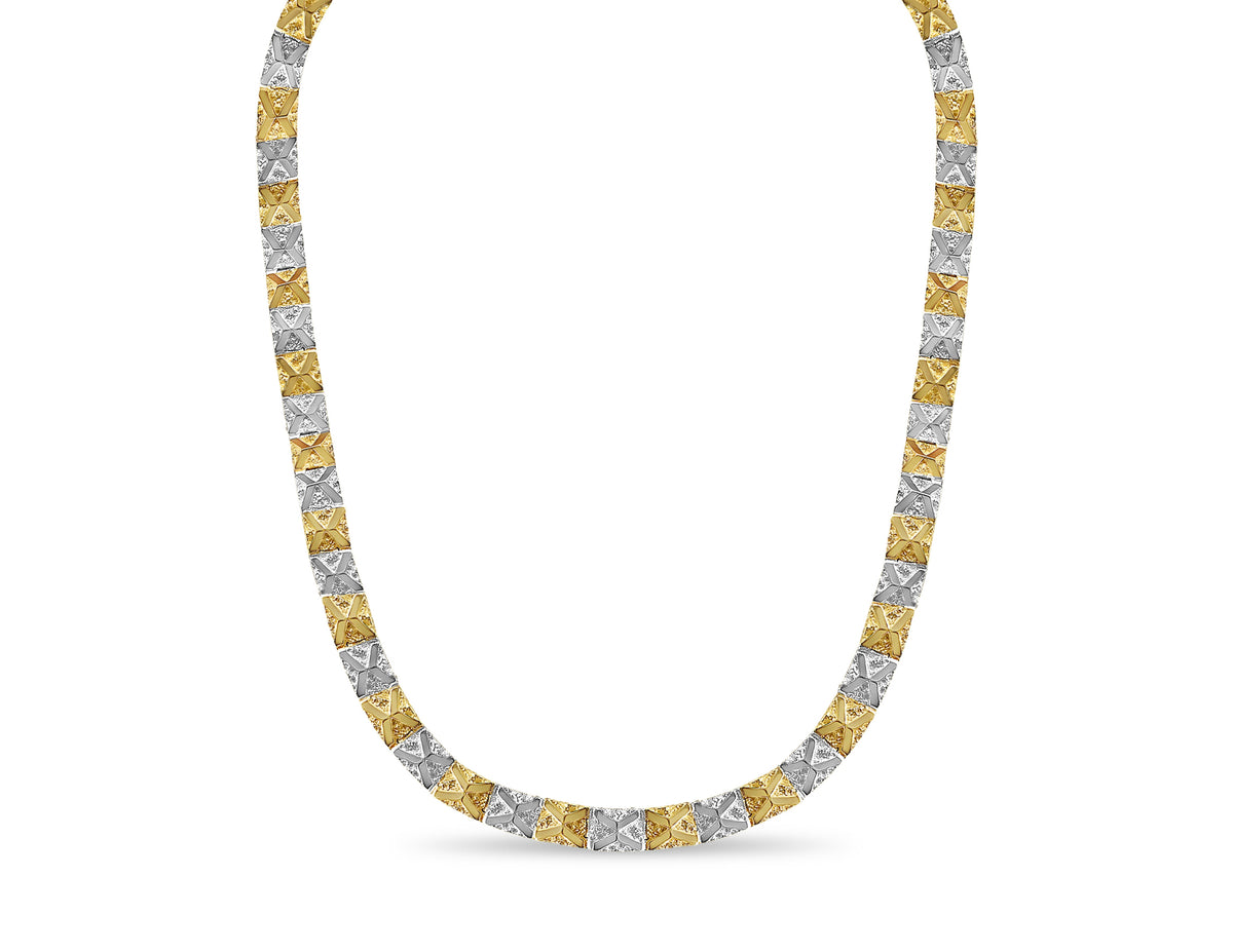 Nugget Solid White/Yellow/Rose Gold Handmade Necklace, 11mm, 16-30 Inch