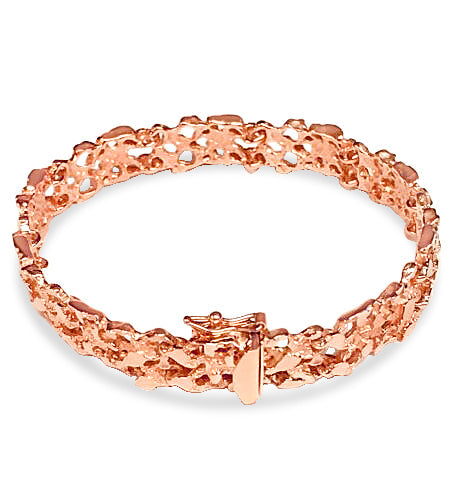Nugget Solid White/Yellow/Rose Gold Handmade Bracelet, 11mm, 6.5-10 Inch, from 33.7 g