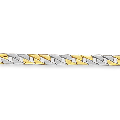 Curb Solid White/Yellow/Rose Gold Handmade Bracelet, 7mm, 6.5-10 Inch, from 20.3 g