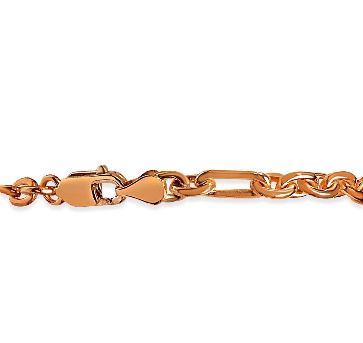 Rolo (Figaro) Solid White/Yellow/Rose Gold Handmade Necklace, 5mm, 16-30 Inch