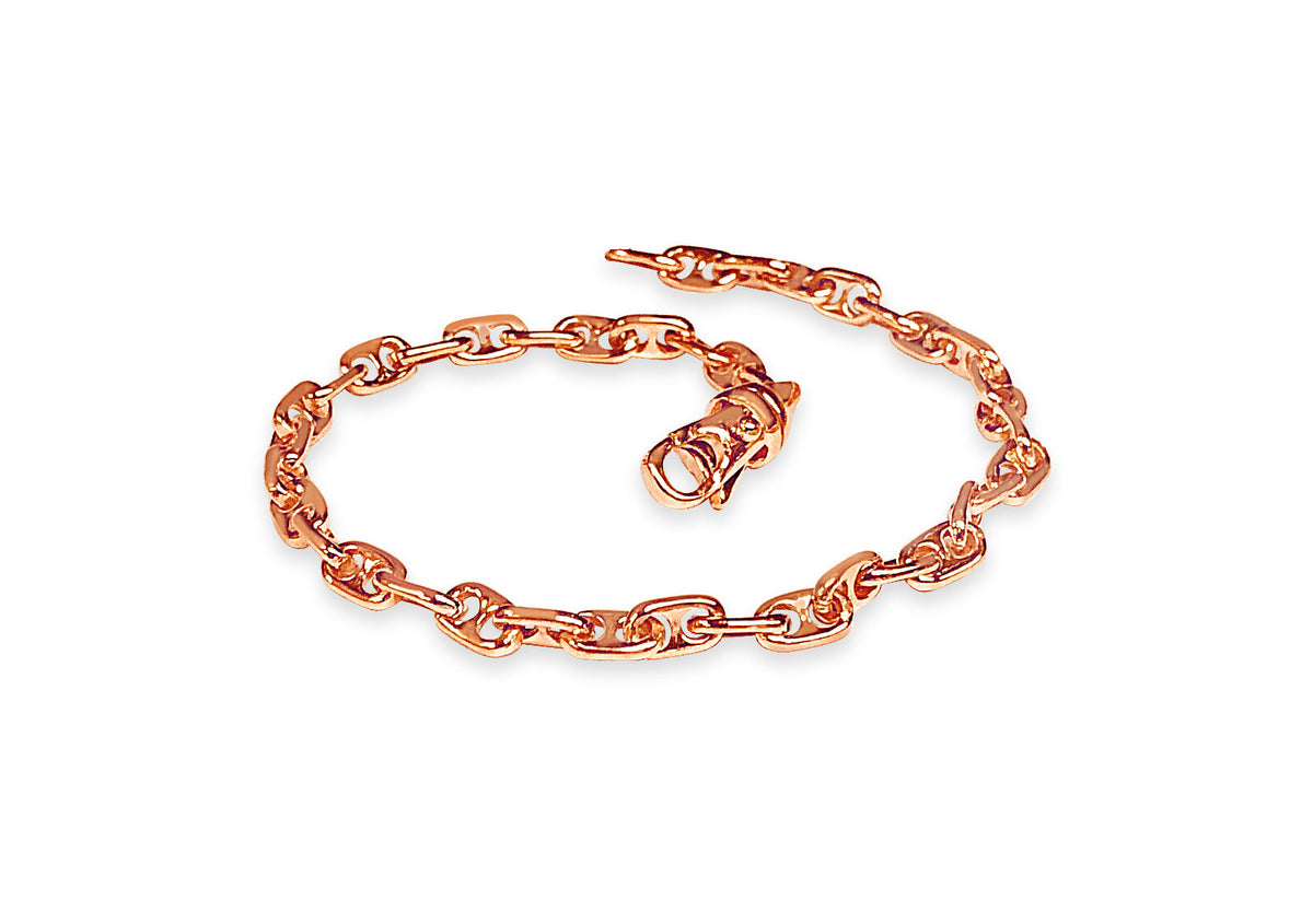 Anchor Mariner Solid White/Yellow/Rose Gold Handmade Bracelet, 5mm, 6.5-10 Inch