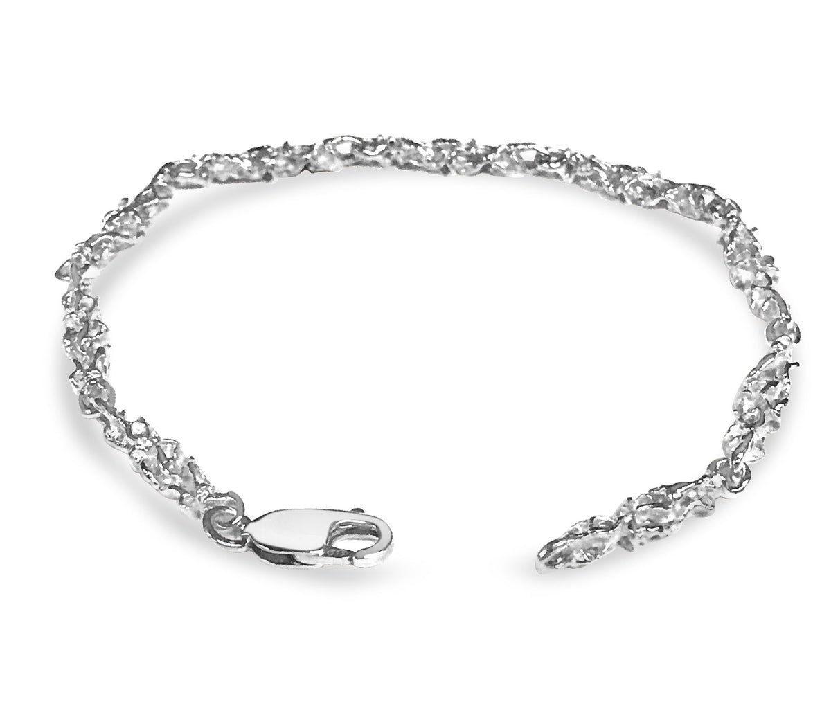 Nugget Solid White/Yellow/Rose Gold Handmade Bracelet, 5mm, 6.5-10 Inch