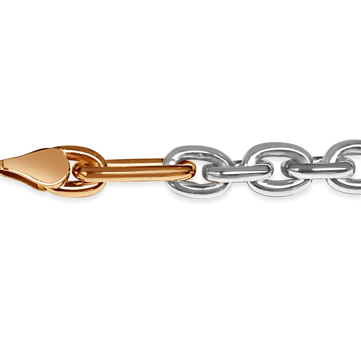 Rolo (Figaro) Solid White/Yellow/Rose Gold Handmade Necklace, 7mm, 16-30 Inch