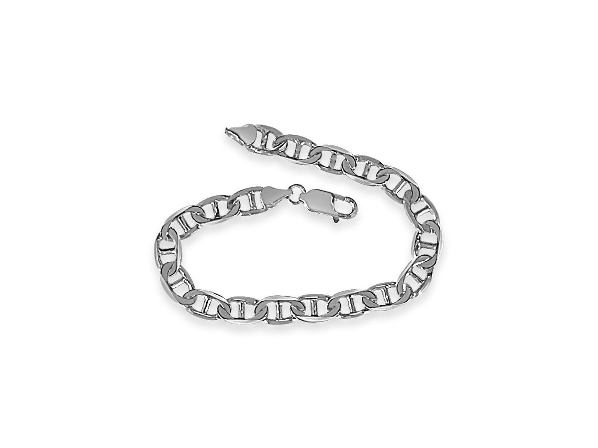 Mariner Solid White/Yellow/Rose Gold Handmade Bracelet, 8mm, 6.5-10 Inch