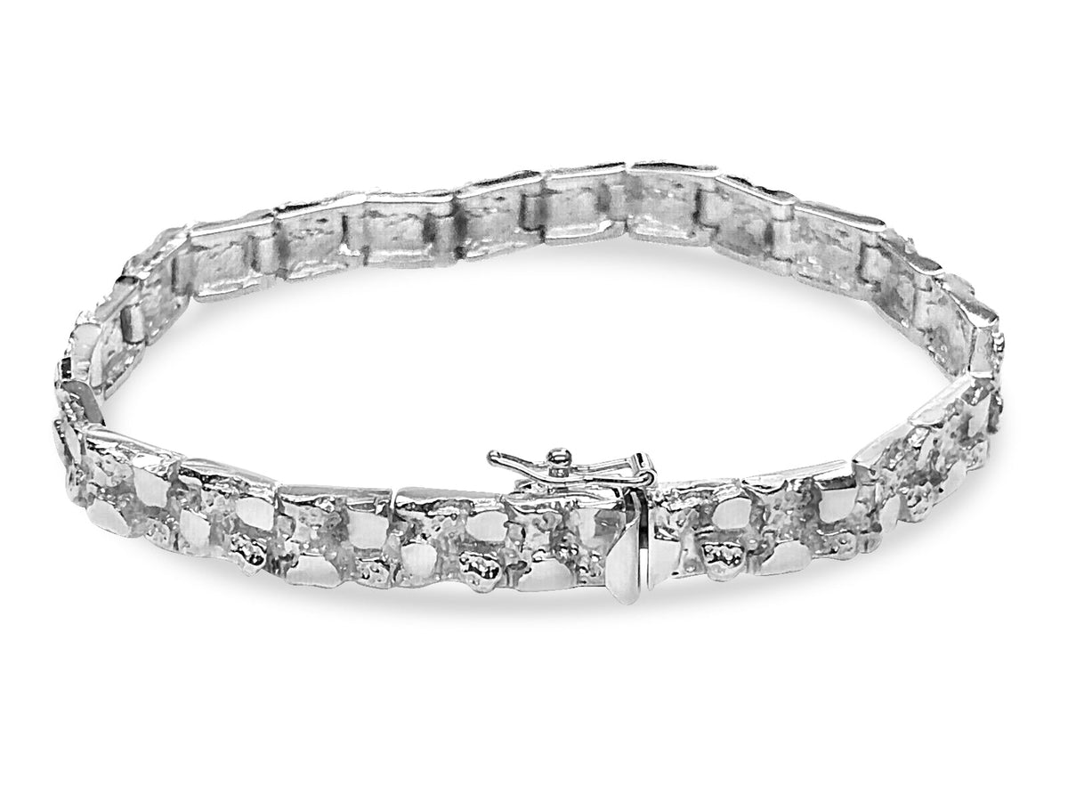 Nugget Solid White/Yellow/Rose Gold Handmade Bracelet, 7mm, 6.5-10 Inch, from 27.3 g