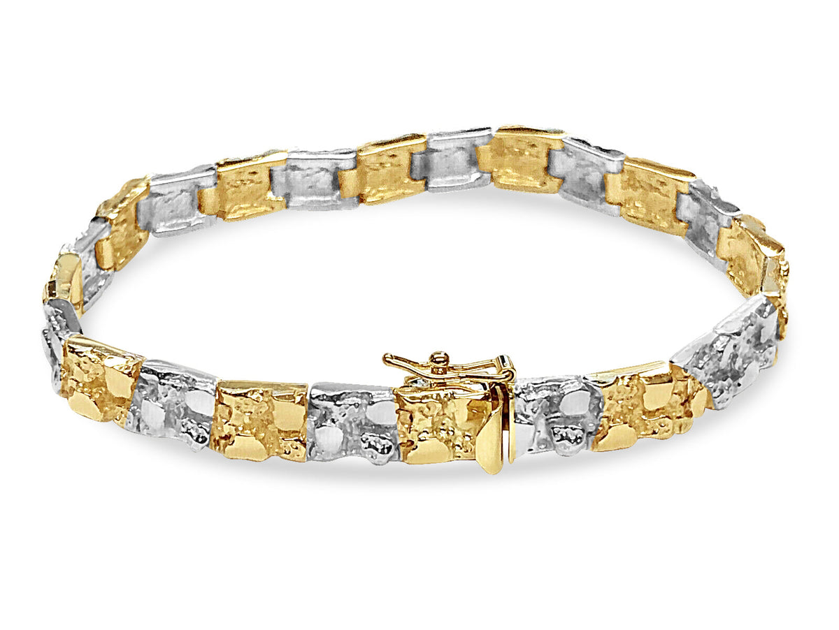 Nugget Solid White/Yellow/Rose Gold Handmade Bracelet, 7mm, 6.5-10 Inch, from 27.3 g