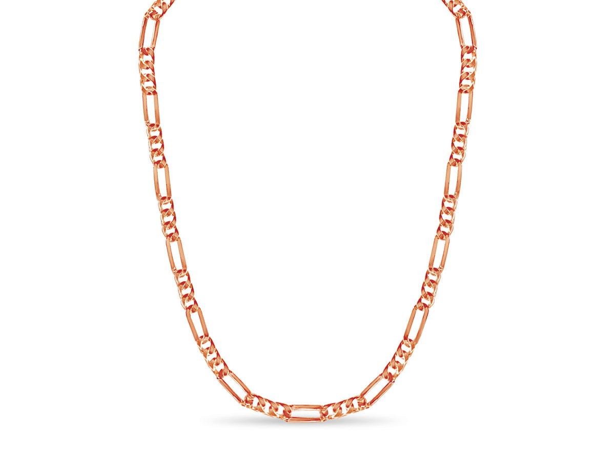 Figaro Solid White/Yellow/Rose Gold Handmade Necklace, 8mm, 16-30 Inch, from 41.8 g