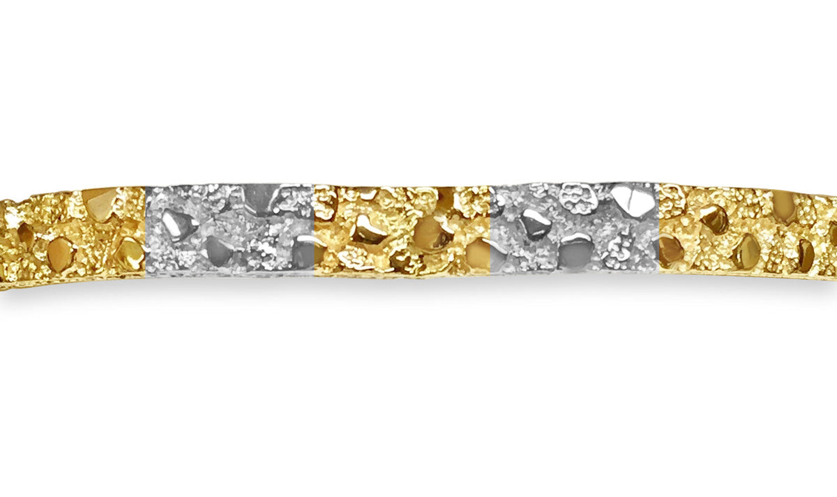 Nugget Bangle Solid White/Yellow/Rose Gold Handmade Bracelet, 7mm, 6.5-10 Inch