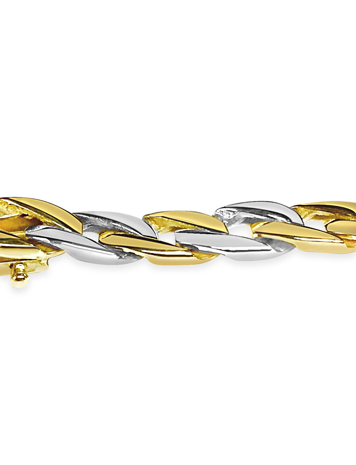 Curb Solid White/Yellow/Rose Gold Handmade Bracelet, 7mm, 6.5-10 Inch, from 25.8 g
