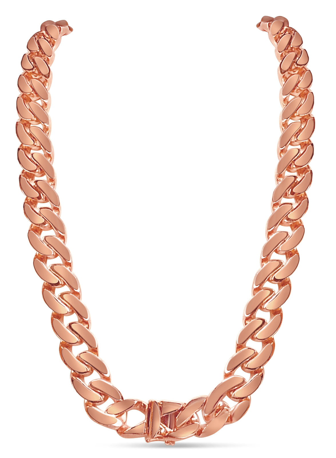Miami Cuban Solid White/Yellow/Rose Gold Handmade Necklace, 16mm, 16-30 Inch