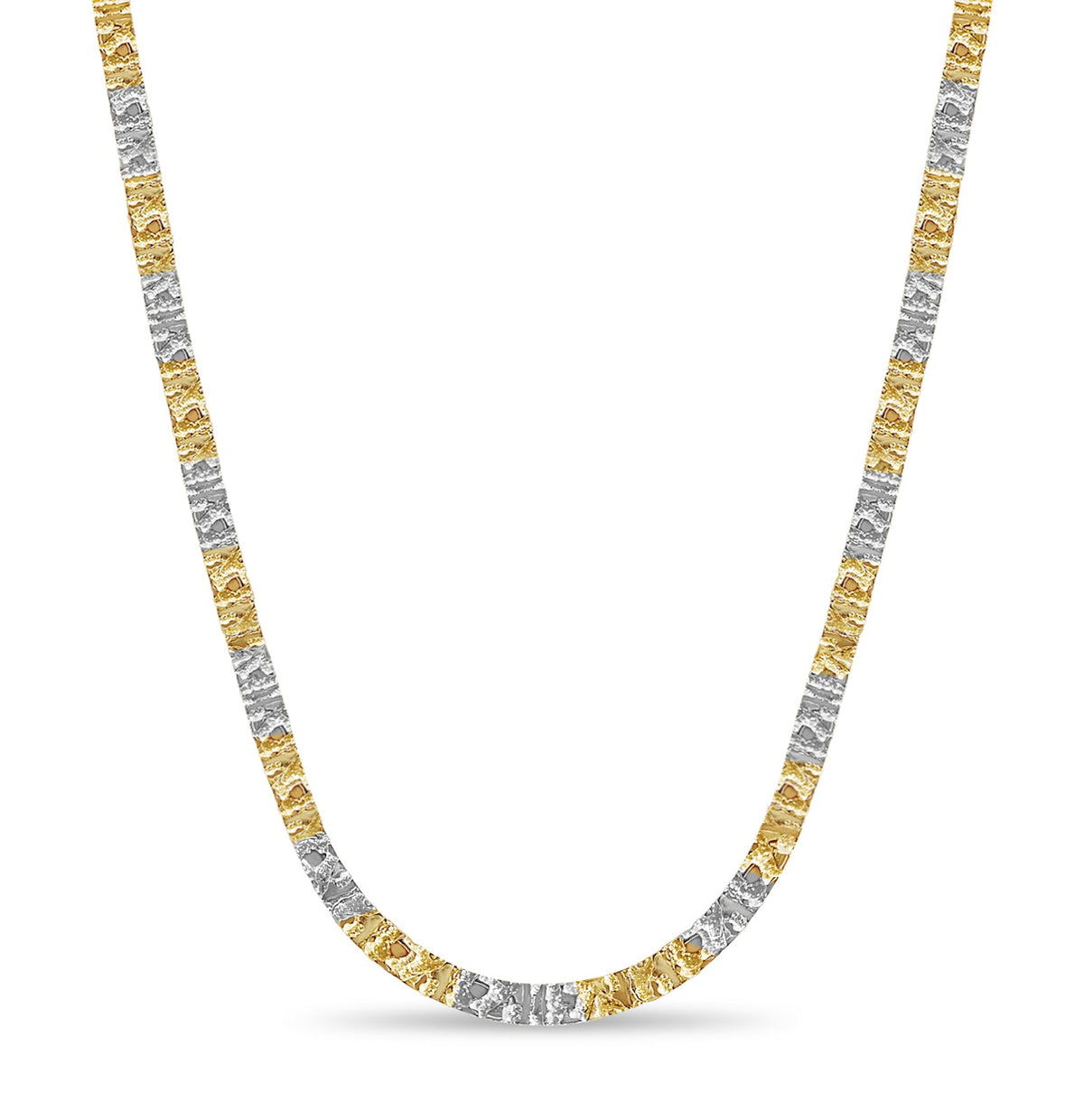 Nugget Solid White/Yellow/Rose Gold Handmade Necklace, 6mm, 16-30 Inch