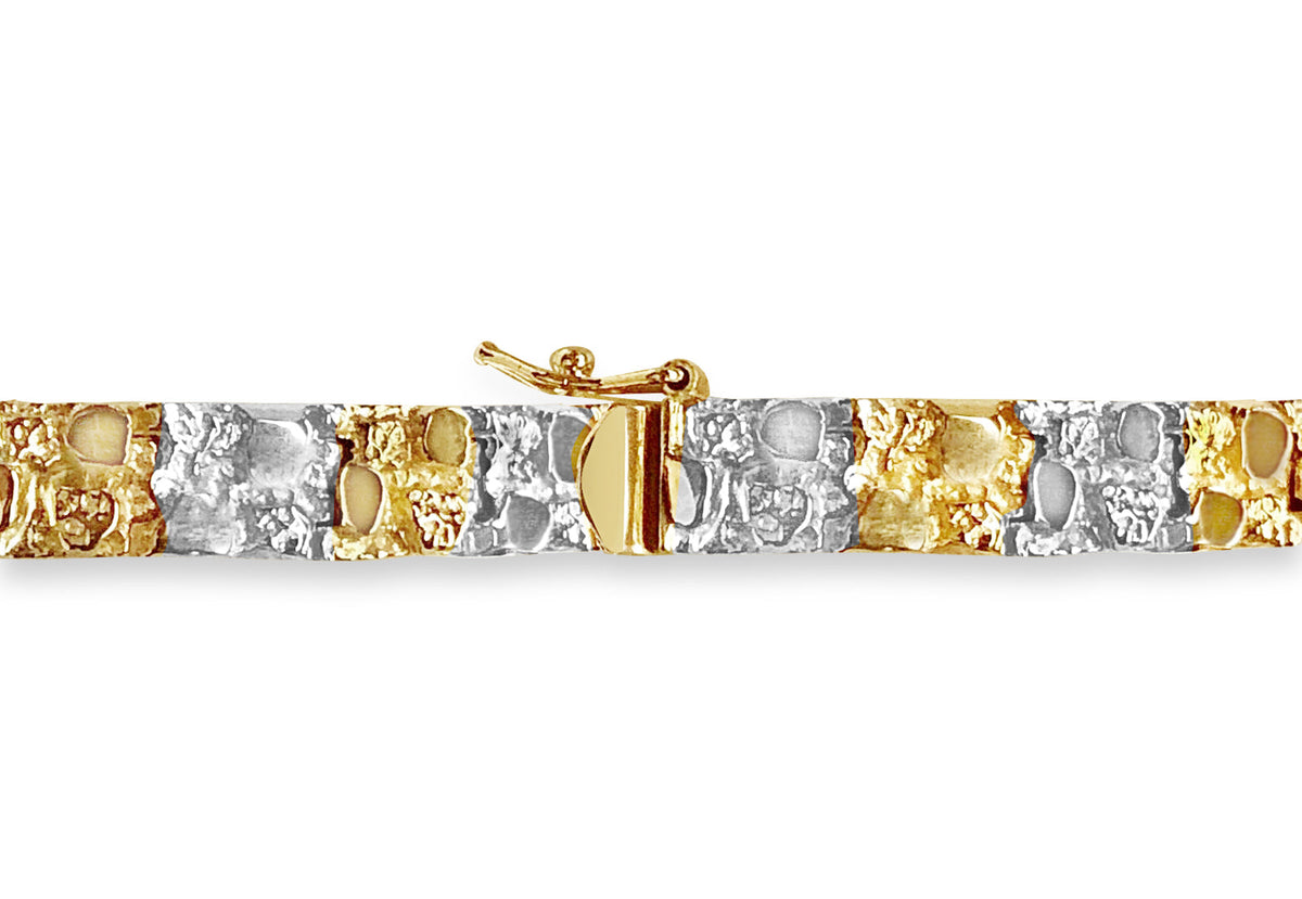 Nugget Solid White/Yellow/Rose Gold Handmade Bracelet, 7mm, 6.5-10 Inch, from 27.3 g