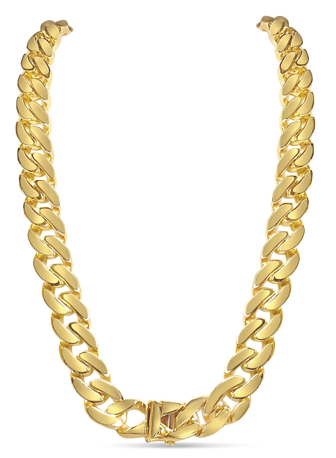 Miami Cuban Solid White/Yellow/Rose Gold Handmade Necklace, 16mm, 16-30 Inch