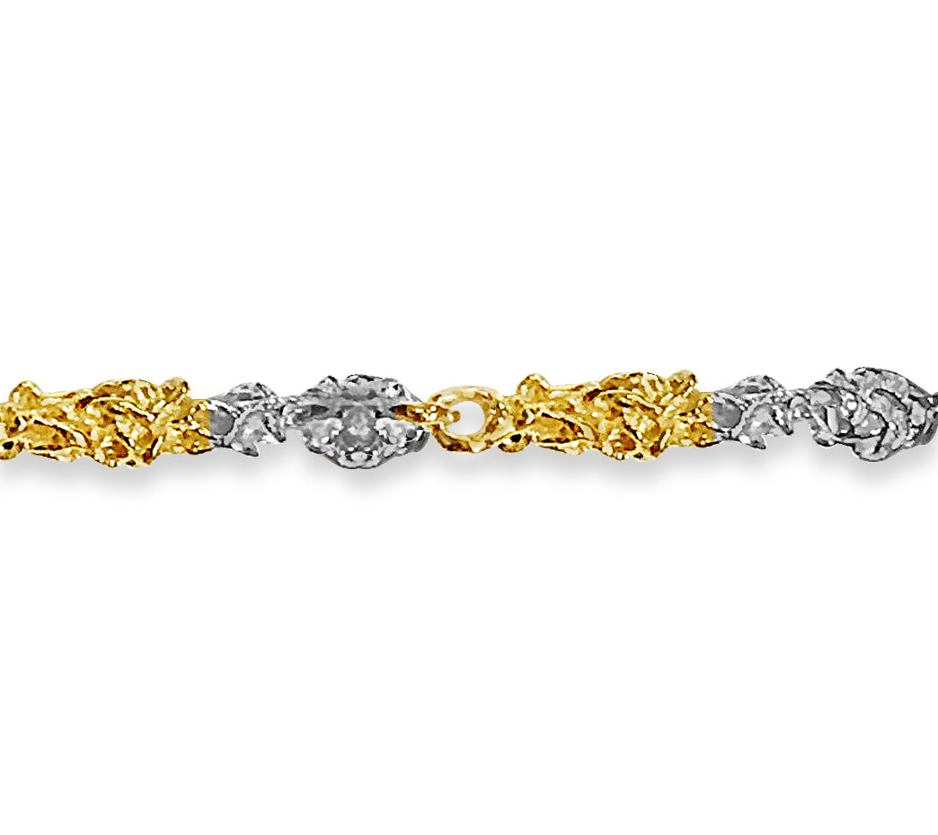 Nugget Solid White/Yellow/Rose Gold Handmade Bracelet, 5mm, 6.5-10 Inch
