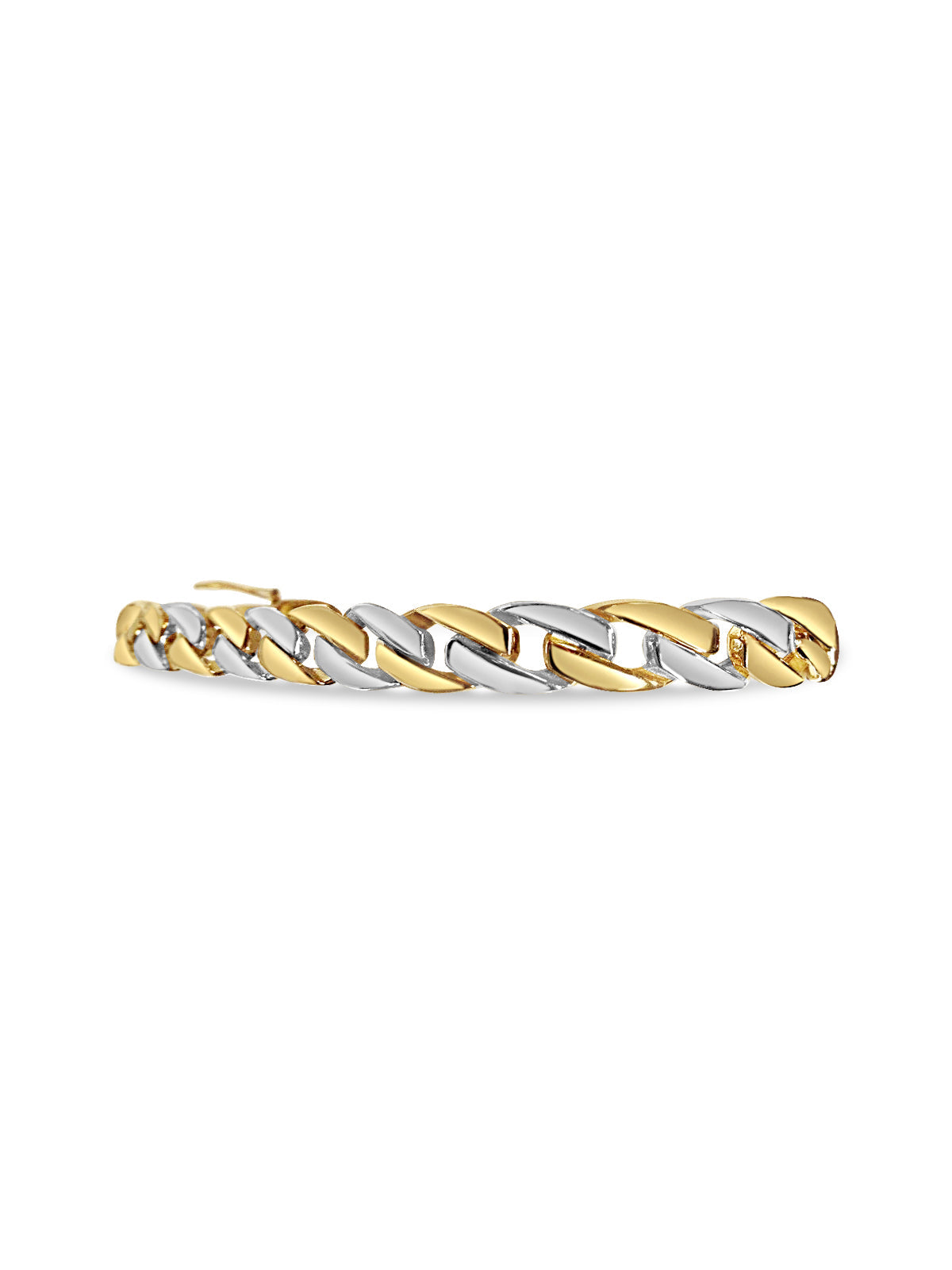 Curb Solid White/Yellow/Rose Gold Handmade Bracelet, 7mm, 6.5-10 Inch, from 25.8 g
