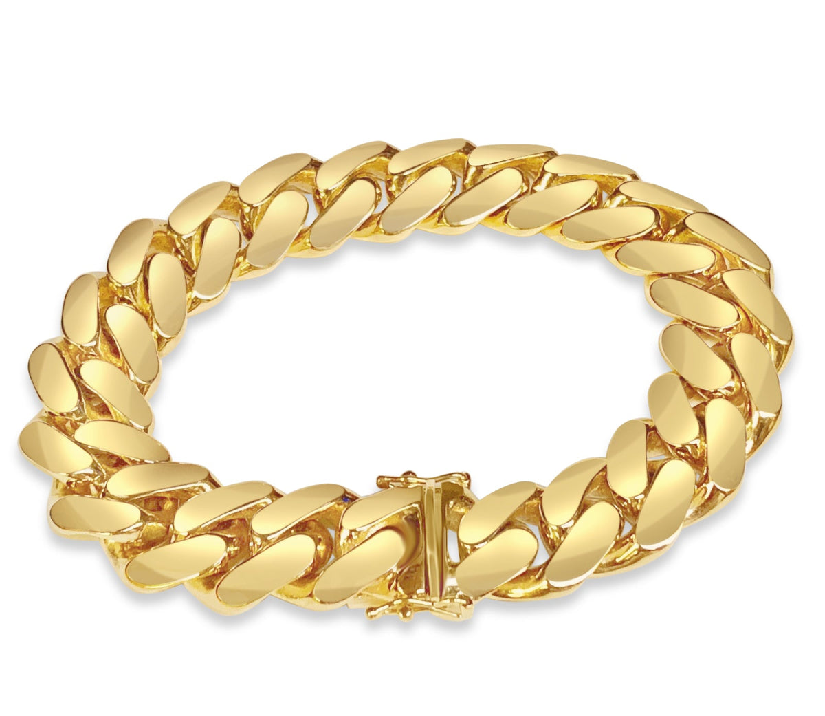 Miami Cuban Solid White/Yellow/Rose Gold Handmade Bracelet, 16mm, 6.5-10 Inch, from 154.6 g