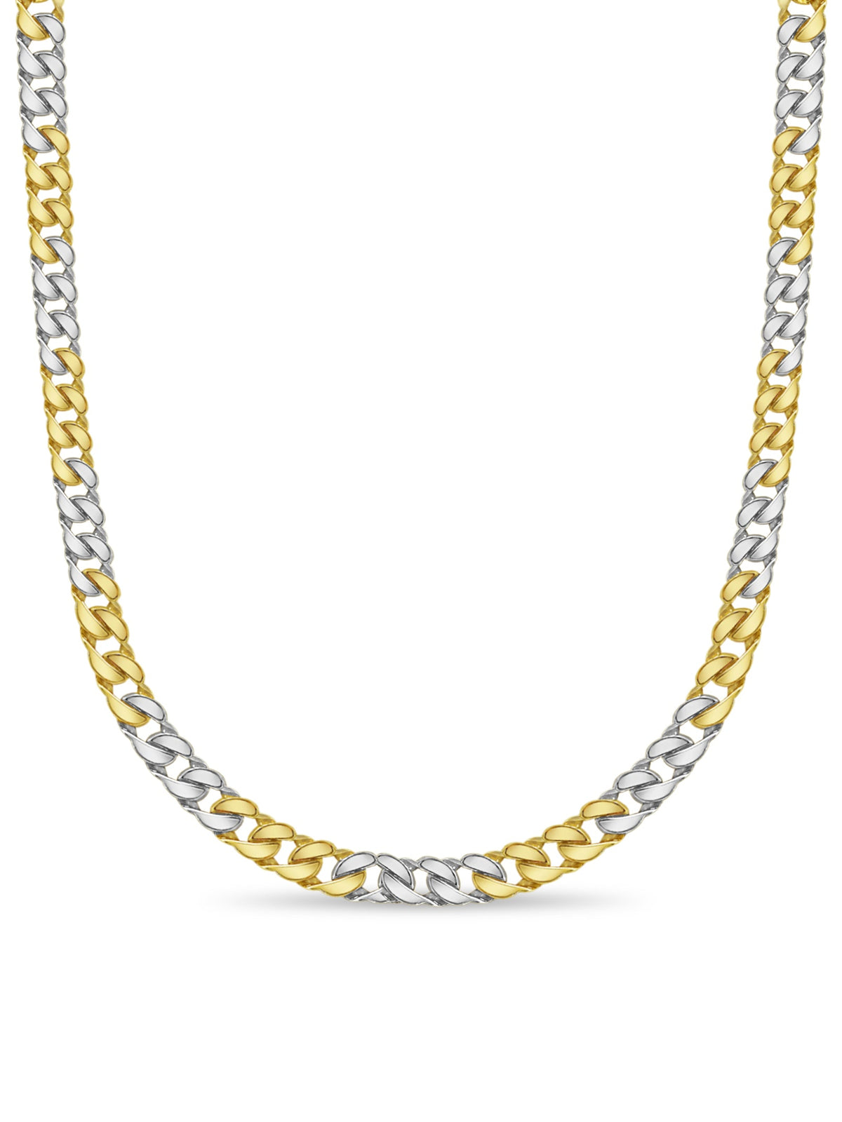 Curb Solid White/Yellow/Rose Gold Handmade Necklace, 20mm, 16-30 Inch