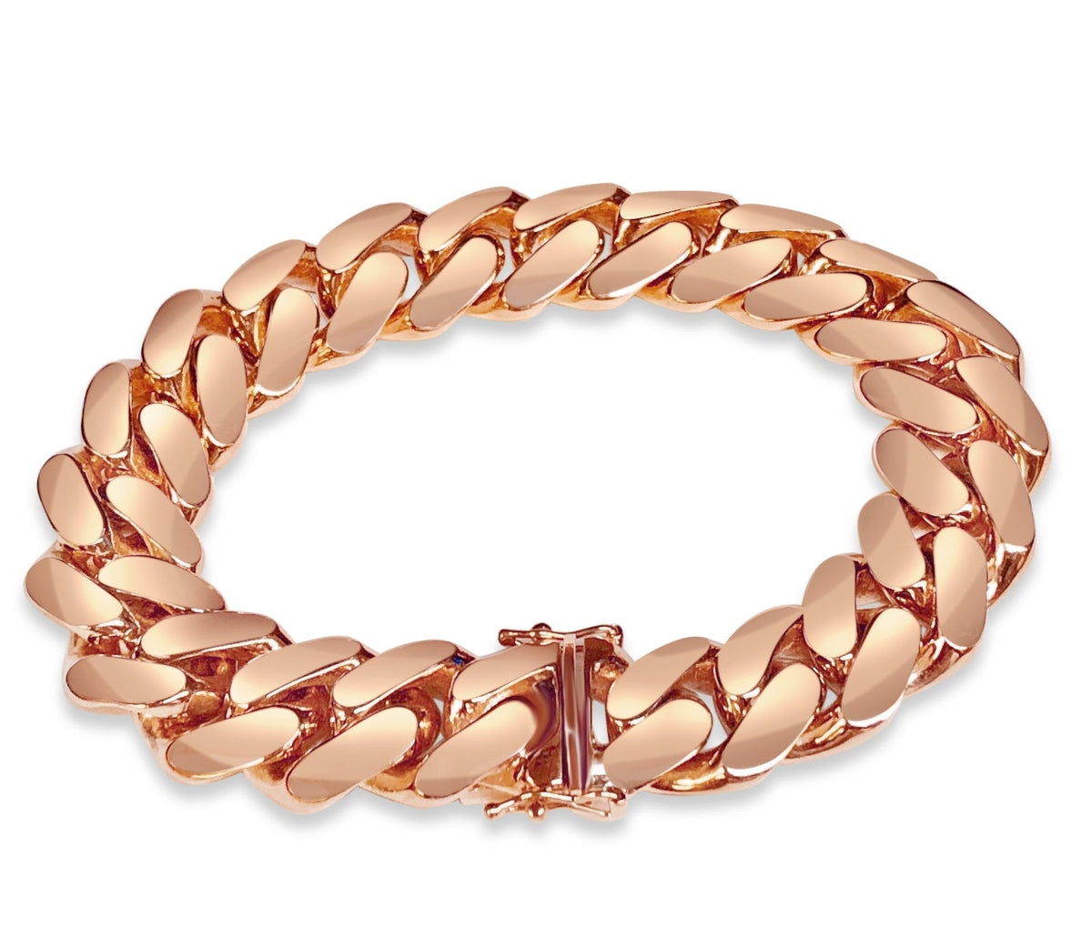 Miami Cuban Solid White/Yellow/Rose Gold Handmade Bracelet, 16mm, 6.5-10 Inch, from 154.6 g