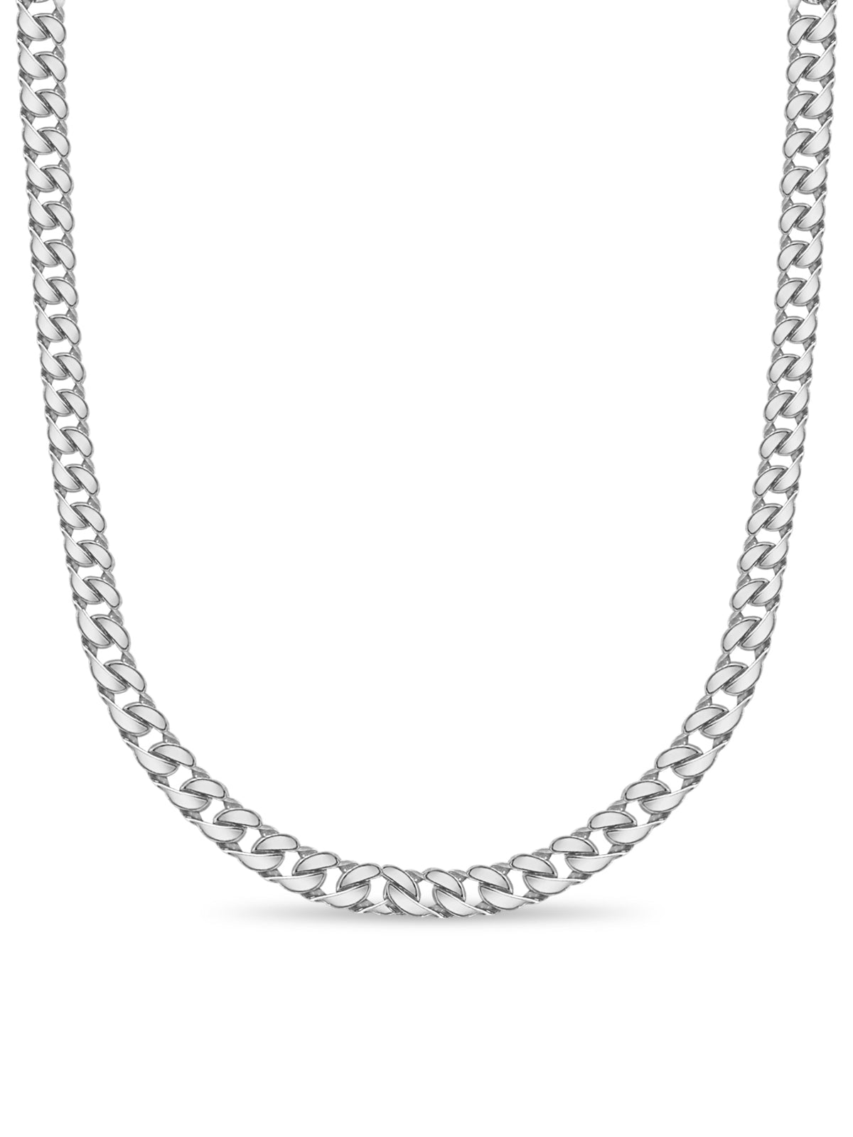 Curb Solid White/Yellow/Rose Gold Handmade Necklace, 20mm, 16-30 Inch
