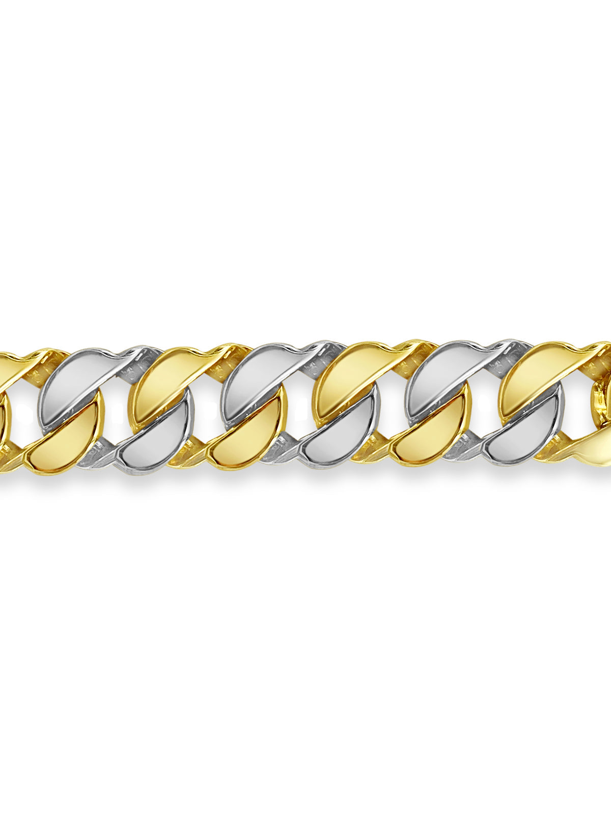 Curb Solid White/Yellow/Rose Gold Handmade Bracelet, 20mm, 6.5-10 Inch