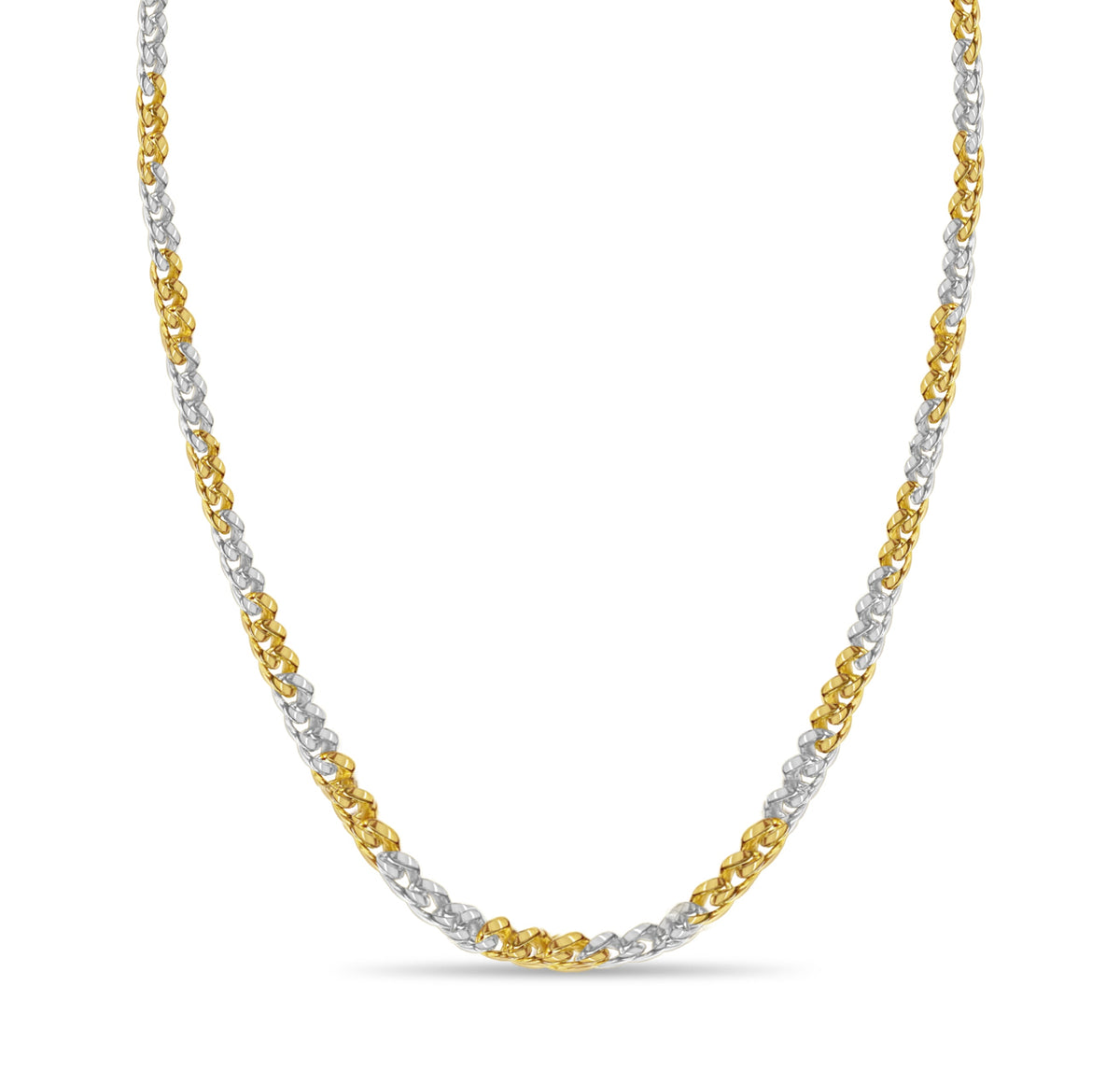Curb Solid White/Yellow/Rose Gold Handmade Necklace, 8mm, 16-30 Inch, from 57.6 g