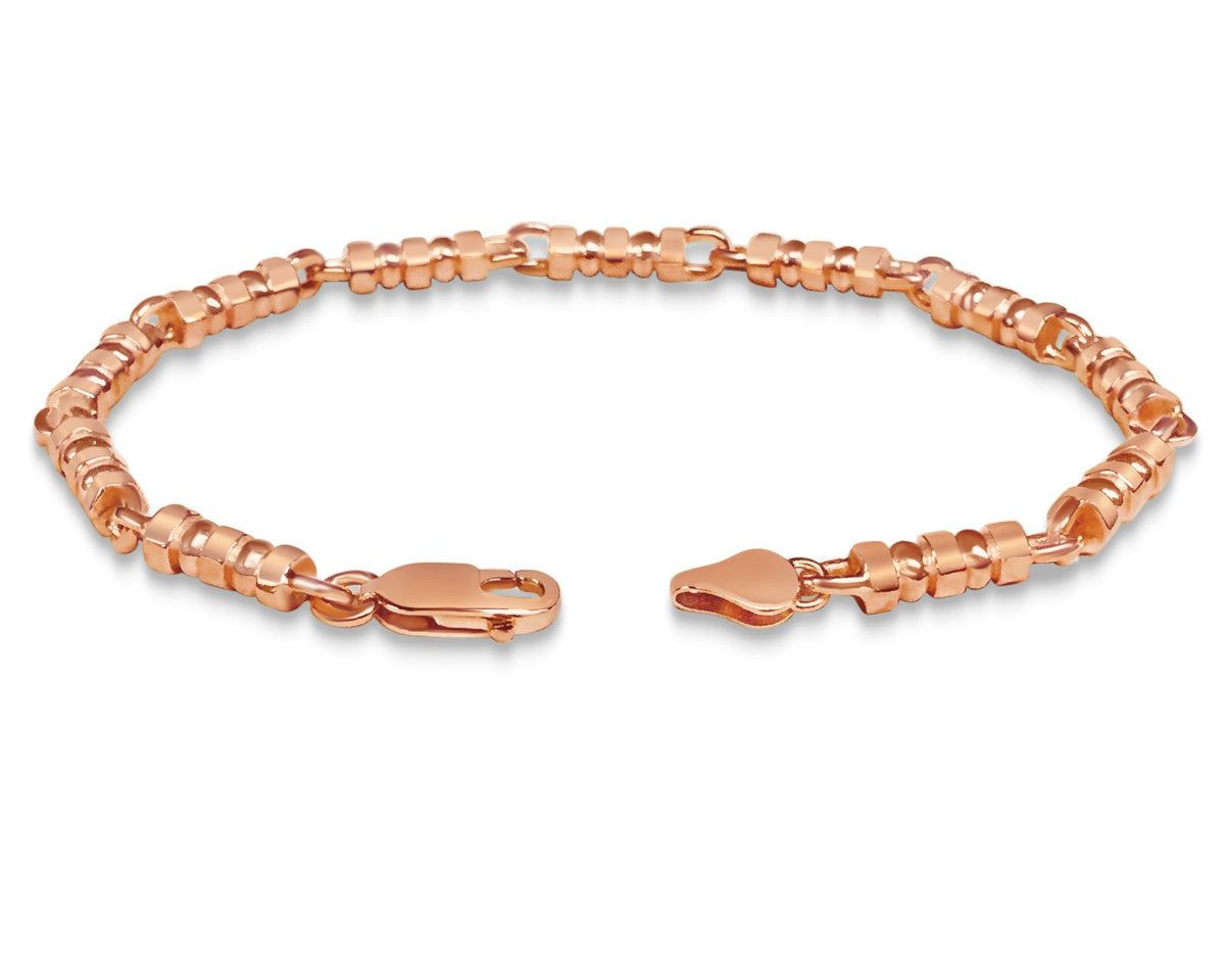Bead Solid White/Yellow/Rose Gold Handmade Bracelet, 5mm, 6.5-10 Inch