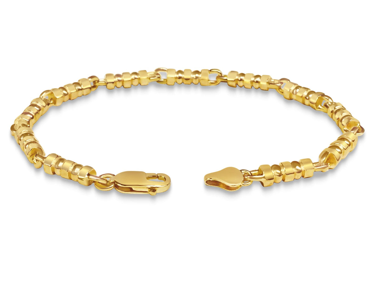 Bead Solid White/Yellow/Rose Gold Handmade Bracelet, 5mm, 6.5-10 Inch