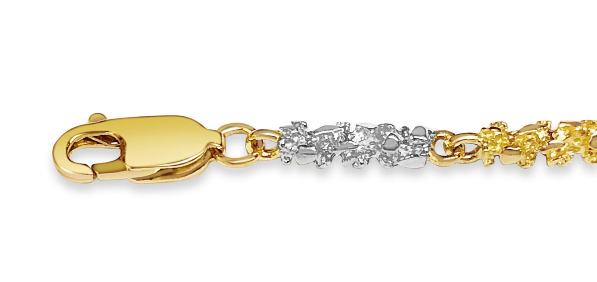 Nugget Solid White/Yellow/Rose Gold Handmade Bracelet, 4mm, 6.5-10 Inch