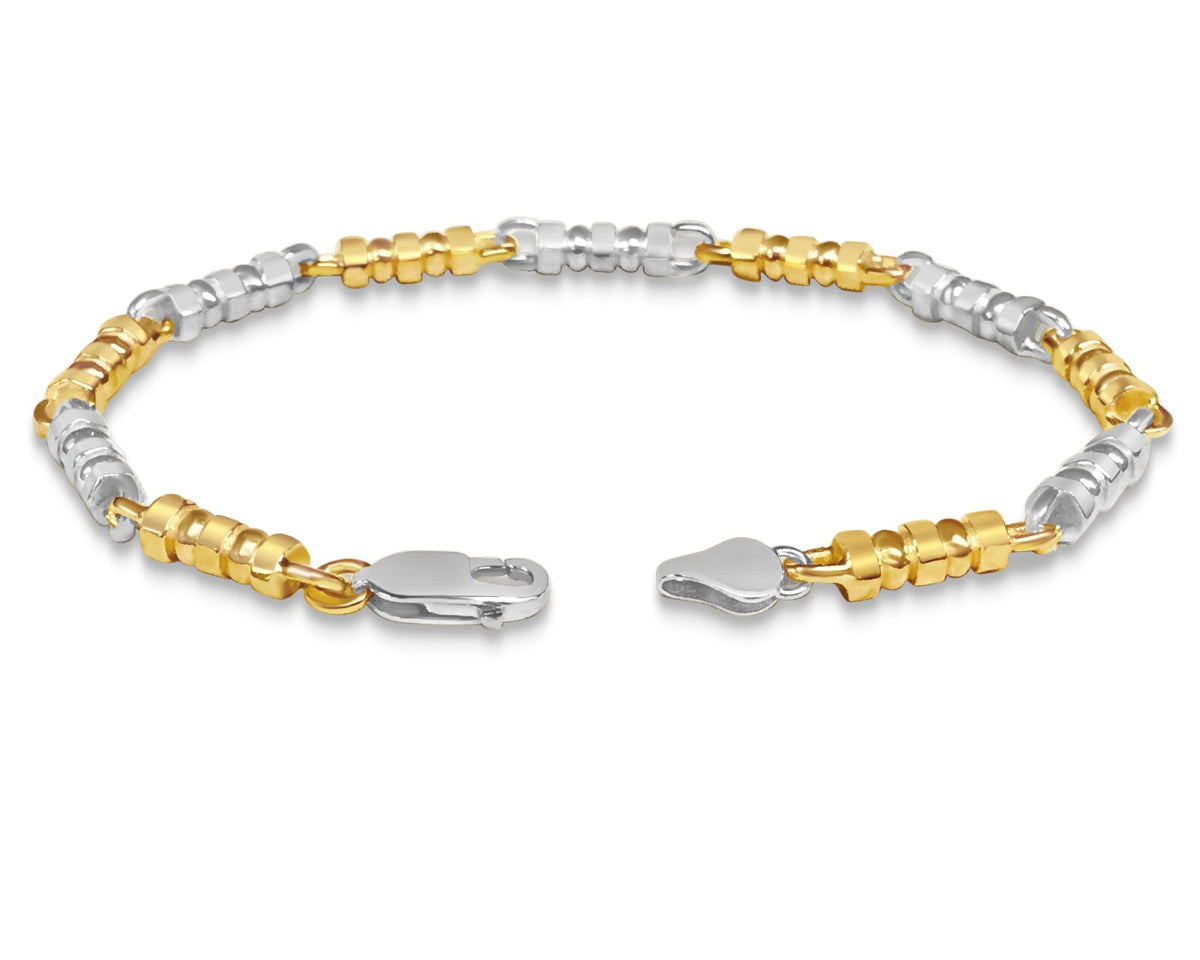 Bead Solid White/Yellow/Rose Gold Handmade Bracelet, 5mm, 6.5-10 Inch