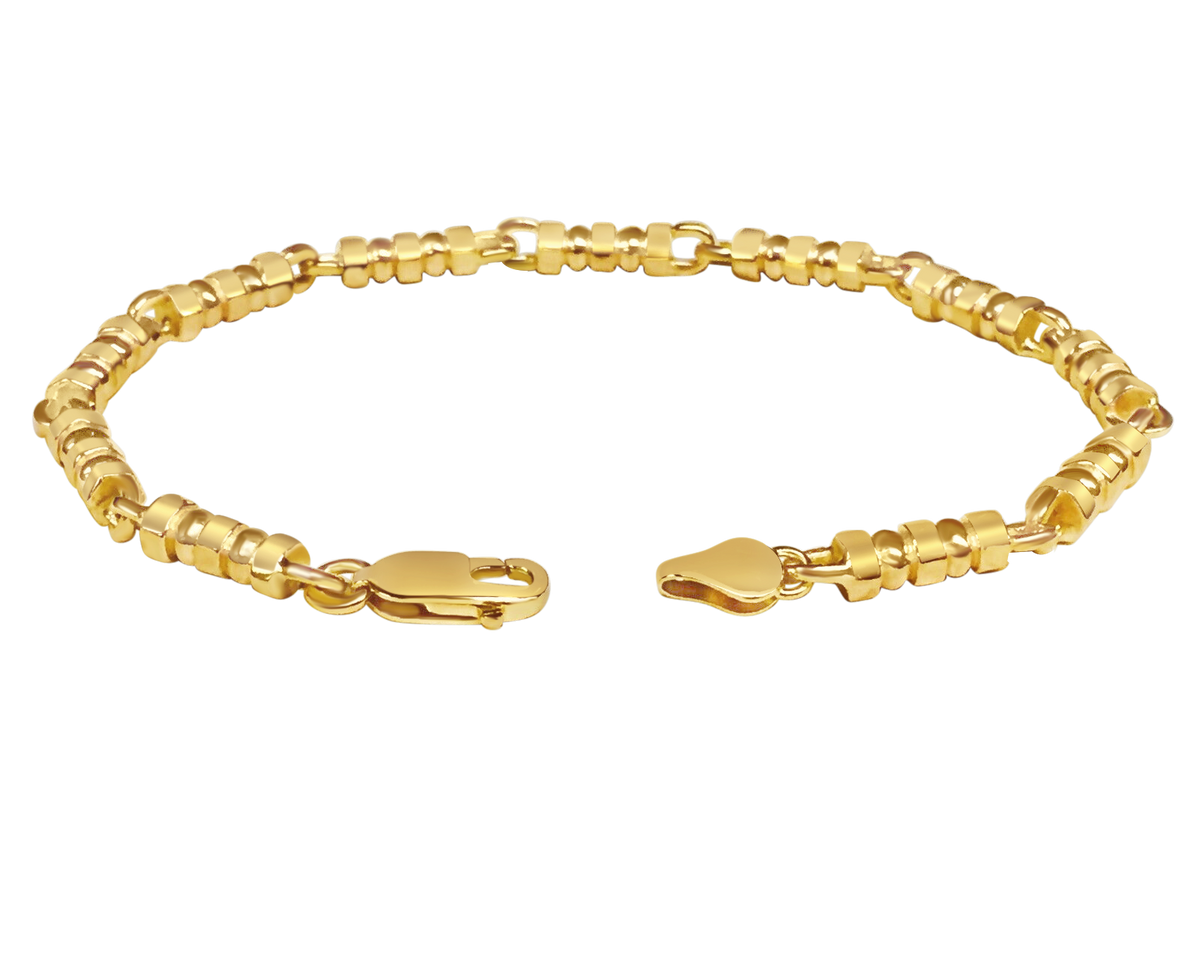 Bead Solid White/Yellow/Rose Gold Handmade Bracelet, 5mm, 6.5-10 Inch