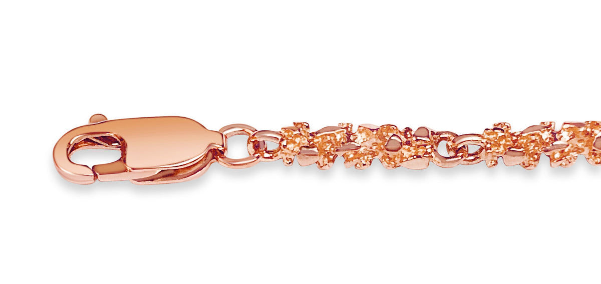 Nugget Solid White/Yellow/Rose Gold Handmade Bracelet, 4mm, 6.5-10 Inch