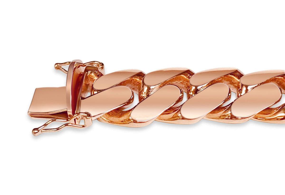 Miami Cuban Solid White/Yellow/Rose Gold Handmade Bracelet, 16mm, 6.5-10 Inch, from 154.6 g